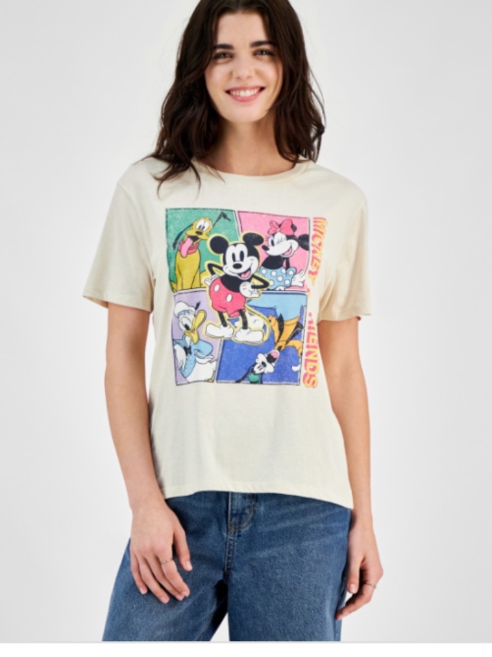 Disney Juniors' Mickey and Friends Crewneck Tee - Concrete SIZE L NWT